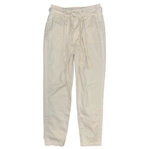 Free People High Waist 90s Peg Paperbag Pleated Belted Trousers Cream Size 0